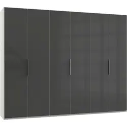 Drehtürenschrank in Grau, Weiß
