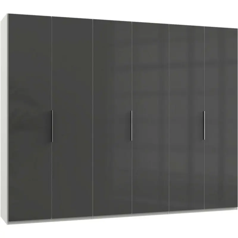 Drehtürenschrank in Grau, Weiß