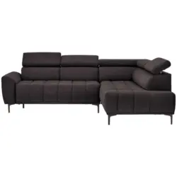 Ecksofa in Velours Dunkelbraun