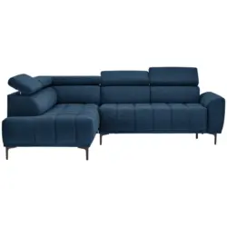 Ecksofa in Velours Dunkelblau