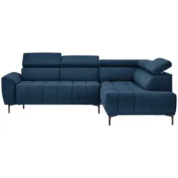 Ecksofa in Velours Dunkelblau
