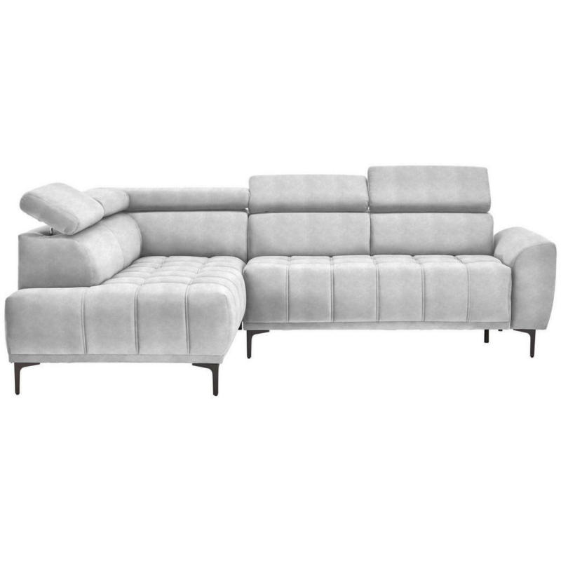 Ecksofa in Velours Hellgrau