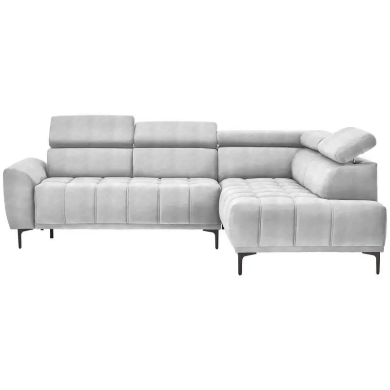 Ecksofa in Velours Hellgrau