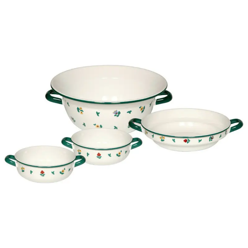 Schüssel Metall Grün/Weiß