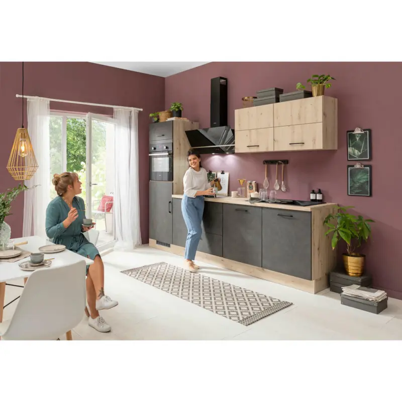 Küchenleerblock 280 cm in Grau, Eichefarben