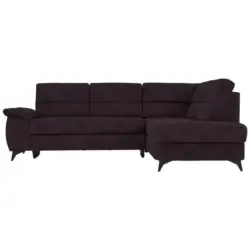 Ecksofa in Flachgewebe Aubergine, Dunkelbraun