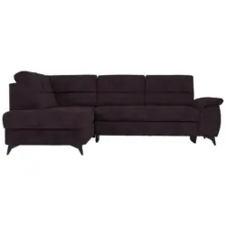 Ecksofa in Flachgewebe Aubergine, Dunkelbraun