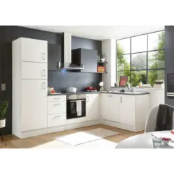 Eckküche 280/175/60 / 60 cm in Anthrazit, Weiß