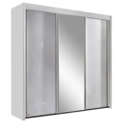 Schwebetürenschrank in Grau, Weiß