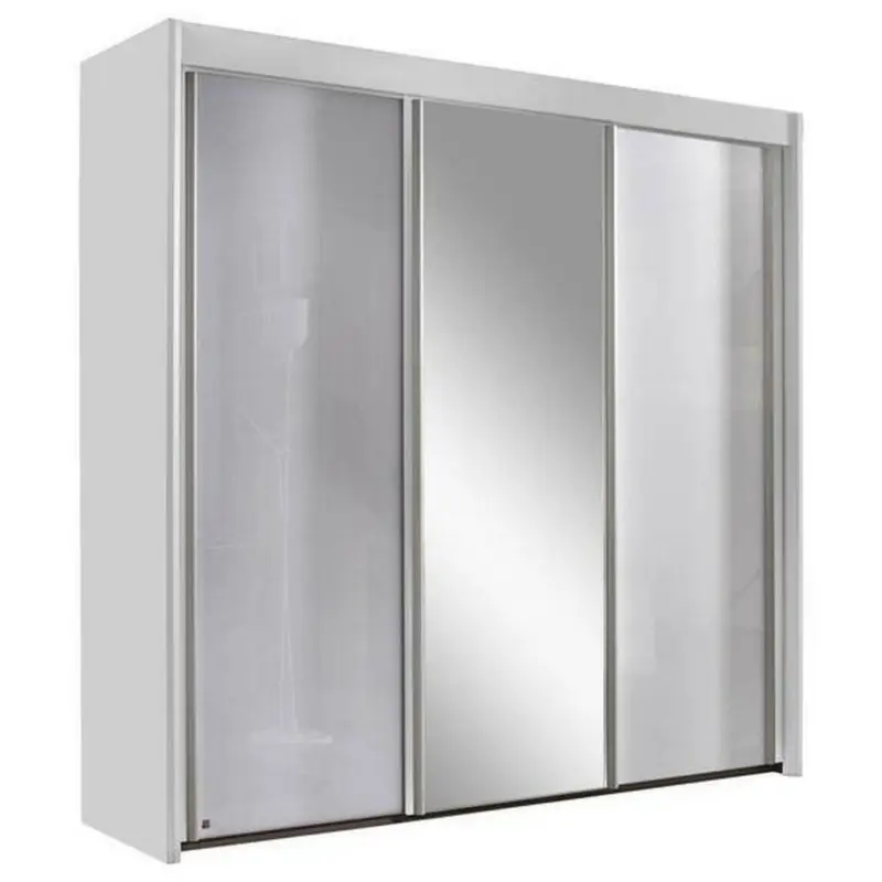 Schwebetürenschrank in Grau, Weiß