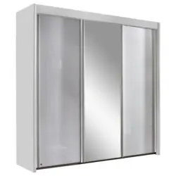 Schwebetürenschrank in Grau, Weiß