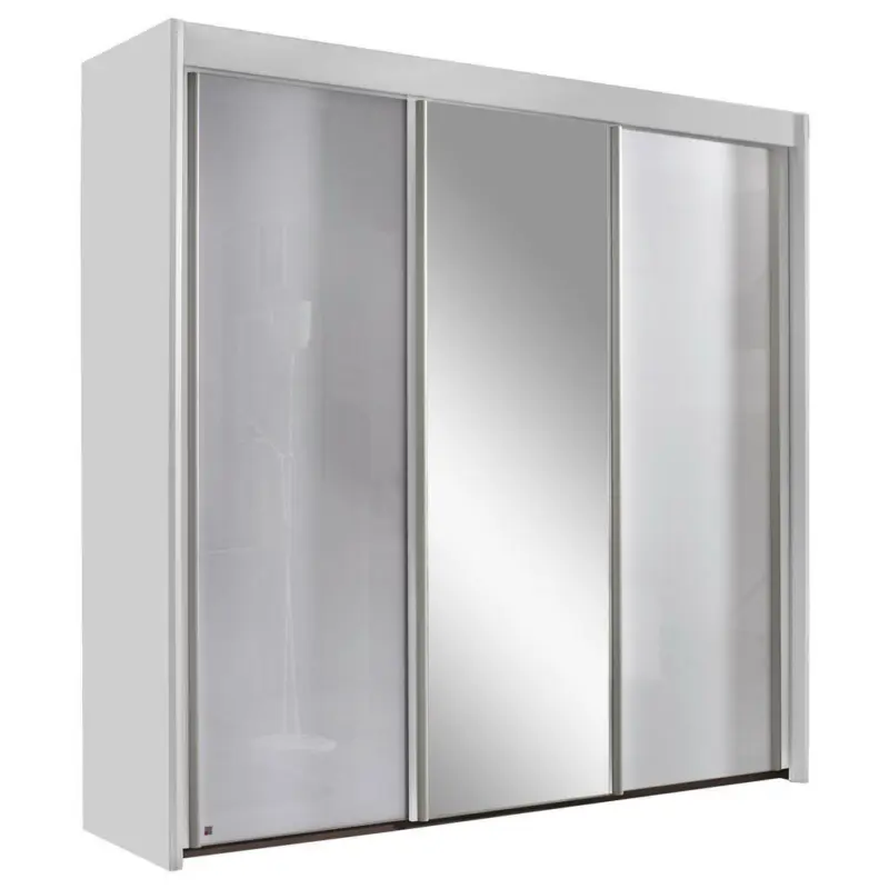 Schwebetürenschrank in Grau, Weiß
