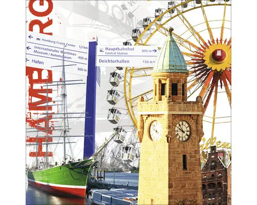 Glasbild Hamburg XVII 20x20 cm