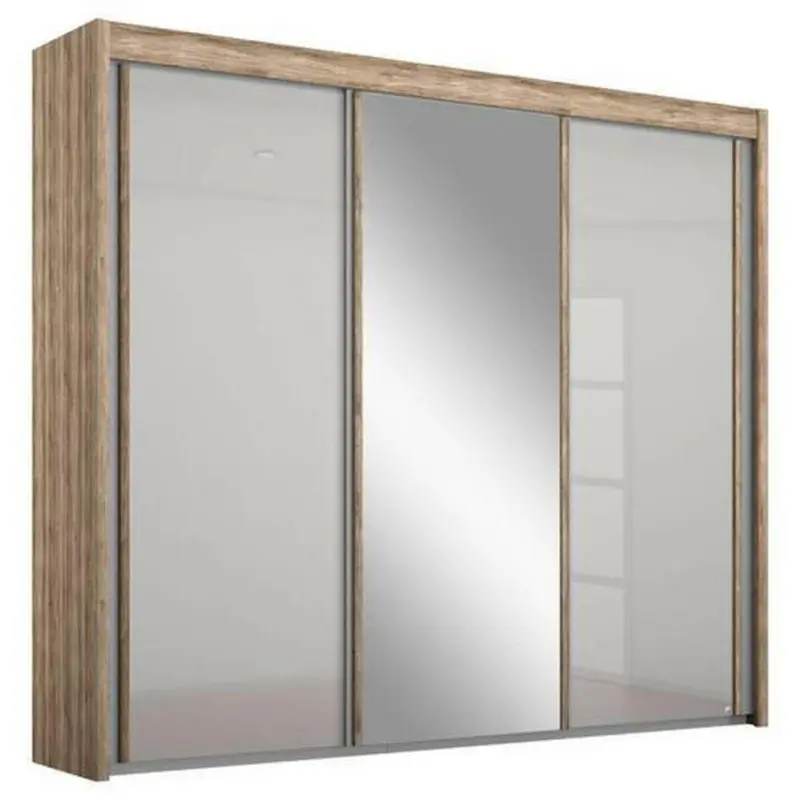 Schwebetürenschrank in Grau, Eiche San Remo