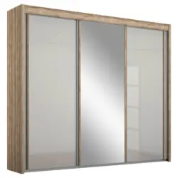 Schwebetürenschrank in Grau, Eiche San Remo