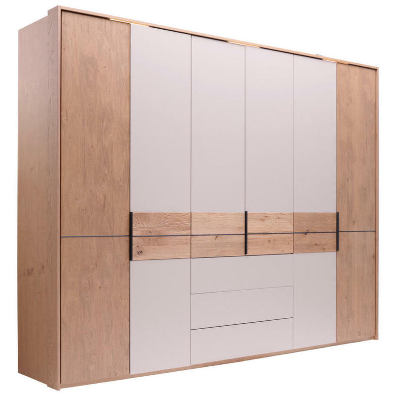 Drehtürenschrank in Taupe, Eichefarben