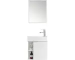 Hornbach Badmöbel-Set Sanotechnik Spring Keramik 50x60x24 cm Keramikwaschbecken weiß mit Spiegel