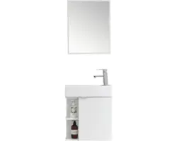 Badmöbel-Set Sanotechnik Spring Keramik 50x60x24 cm Keramikwaschbecken weiß mit Spiegel
