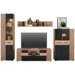 XXXLutz Lauterach - Ihr M&ouml;belhaus bei Bregenz Wohnwand 330/205/45 cm in Schwarz, Eiche Artisan