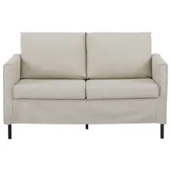 Zweisitzer-Sofa in Webstoff Creme