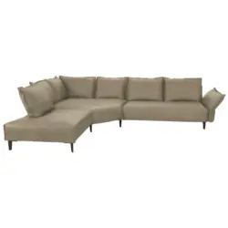 Ecksofa in Echtleder Graubraun