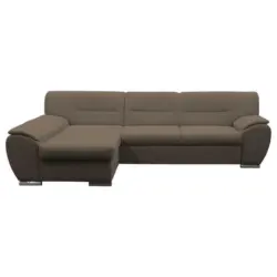 Ecksofa in Flachgewebe Hellbraun