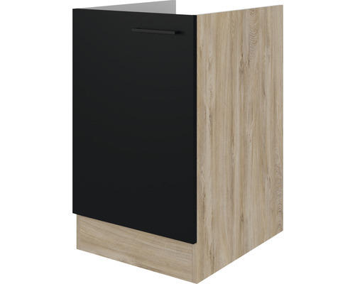 Spülenunterschrank Flex Well Capri schwarz matt/Wildeiche 50x82x57 cm