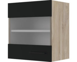 Glashängeschrank Flex Well Capri schwarz matt/Wildeiche 50x54,8x32 cm mit Drehtüre