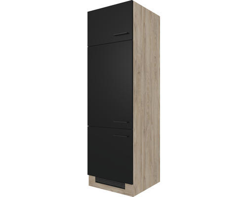 Kühlumbauschrank Flex Well Capri schwarz matt/Wildeiche 60x200x57 cm