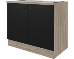 Spülenunterschrank Flex Well Capri schwarz matt/Wildeiche 100x85x60 cm