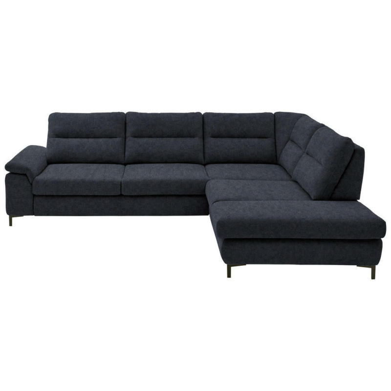 Ecksofa in Chenille, Mikrofaser Schwarz