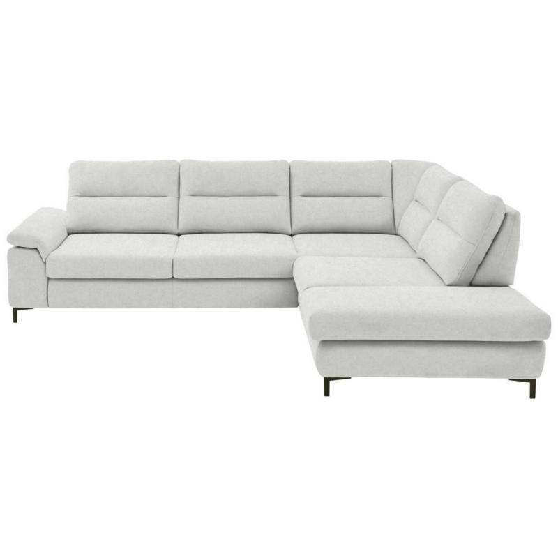 Ecksofa in Chenille, Mikrofaser Ecru