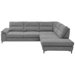 Ecksofa in Chenille, Mikrofaser Grau