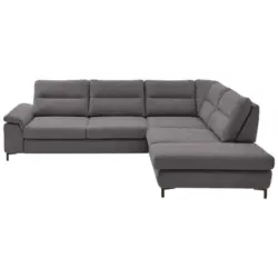 Ecksofa in Chenille, Mikrofaser Anthrazit
