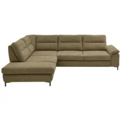 Ecksofa in Chenille, Mikrofaser Grün