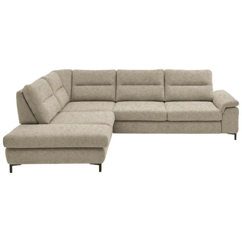 Ecksofa in Chenille, Mikrofaser Hellbraun