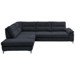 Ecksofa in Chenille, Mikrofaser Schwarz