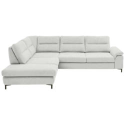 Ecksofa in Chenille, Mikrofaser Ecru