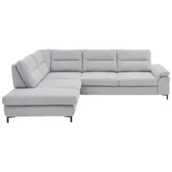 Ecksofa in Chenille, Mikrofaser Hellgrau