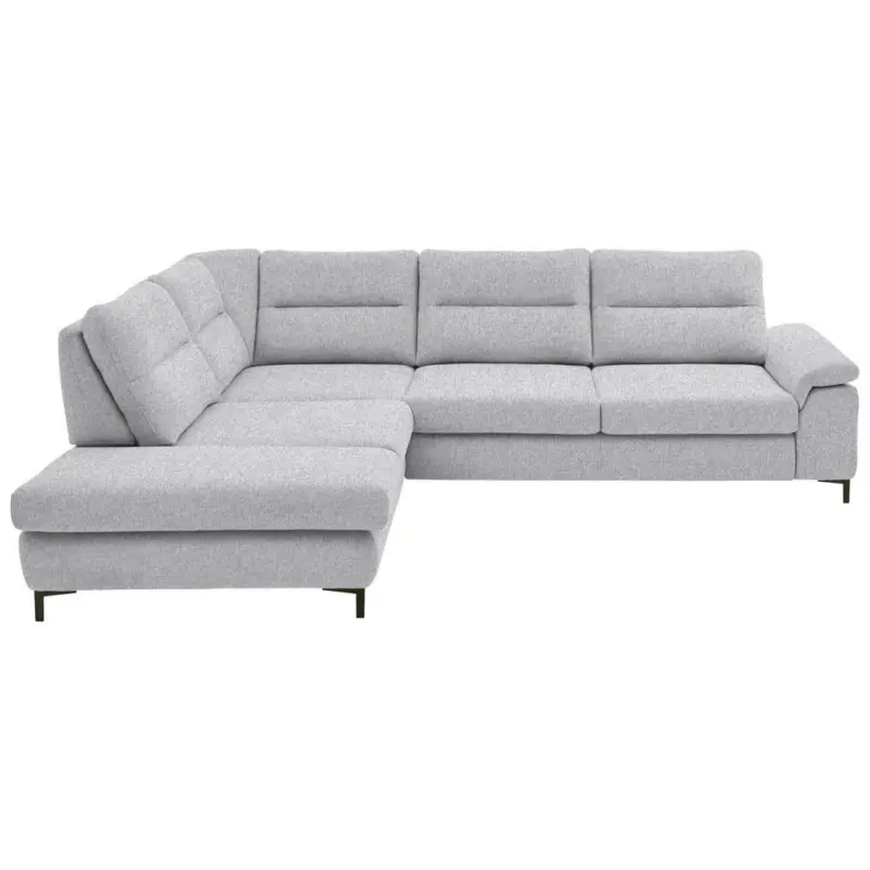 Ecksofa in Chenille, Mikrofaser Hellgrau