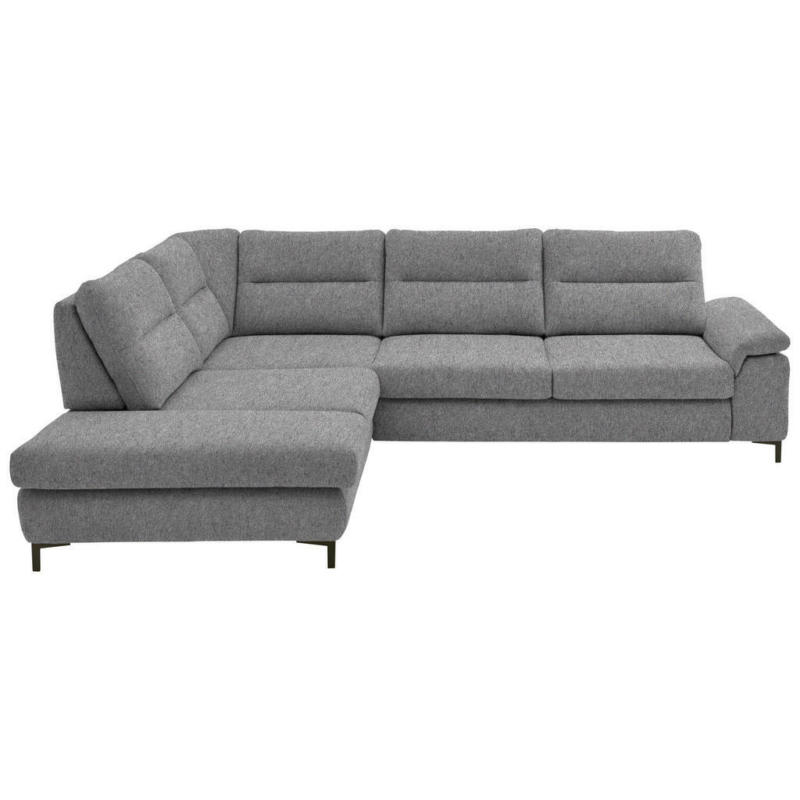 Ecksofa in Chenille, Mikrofaser Grau