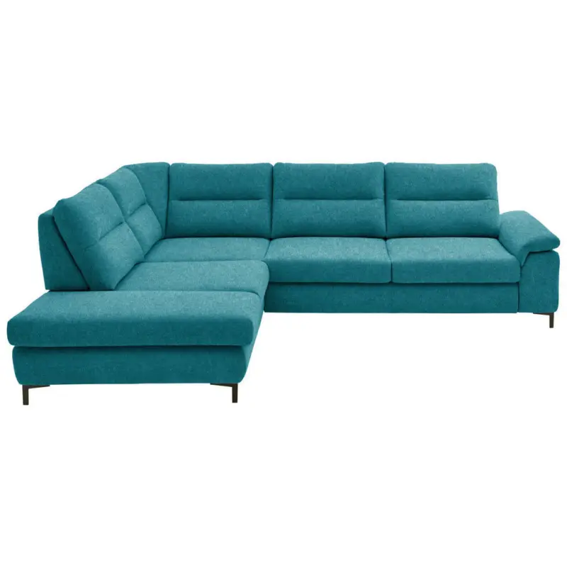 Ecksofa in Chenille, Mikrofaser Petrol