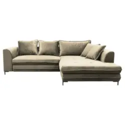 Eckschlafsofa in Velours Beige