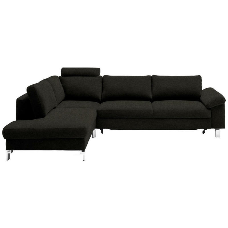 Ecksofa in Echtleder Schwarz