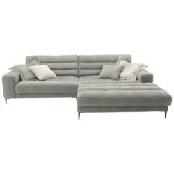 Ecksofa in Flachgewebe Hellgrau