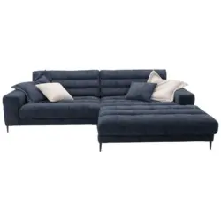 Ecksofa in Flachgewebe Dunkelblau
