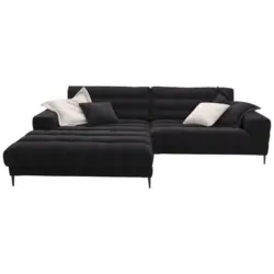 Ecksofa in Flachgewebe Schwarz