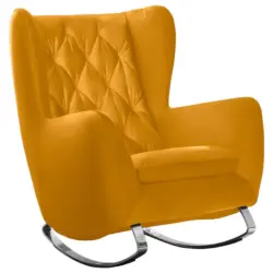 Chesterfield-Sessel in Velours Currygelb