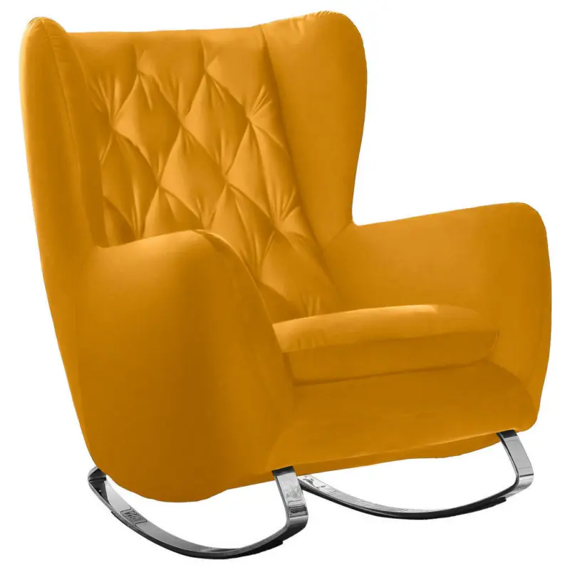 Chesterfield-Sessel in Velours Currygelb