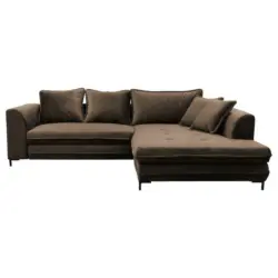 Eckschlafsofa in Velours Braun